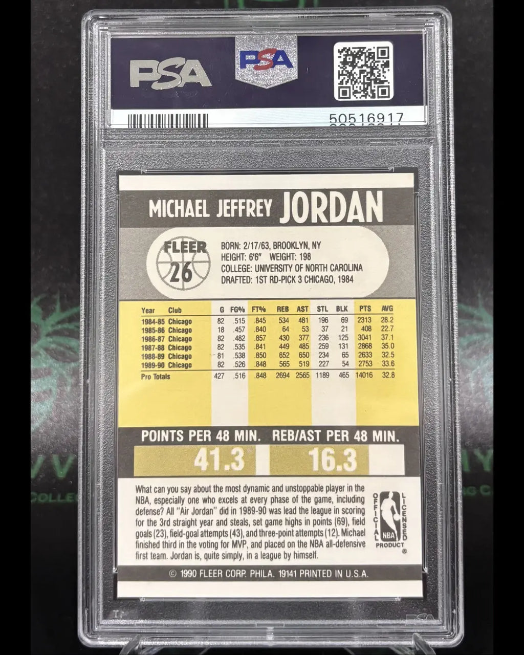 1990 Fleer MICHAEL JORDAN #26 PSA 10 GEM MINT HYYVVE