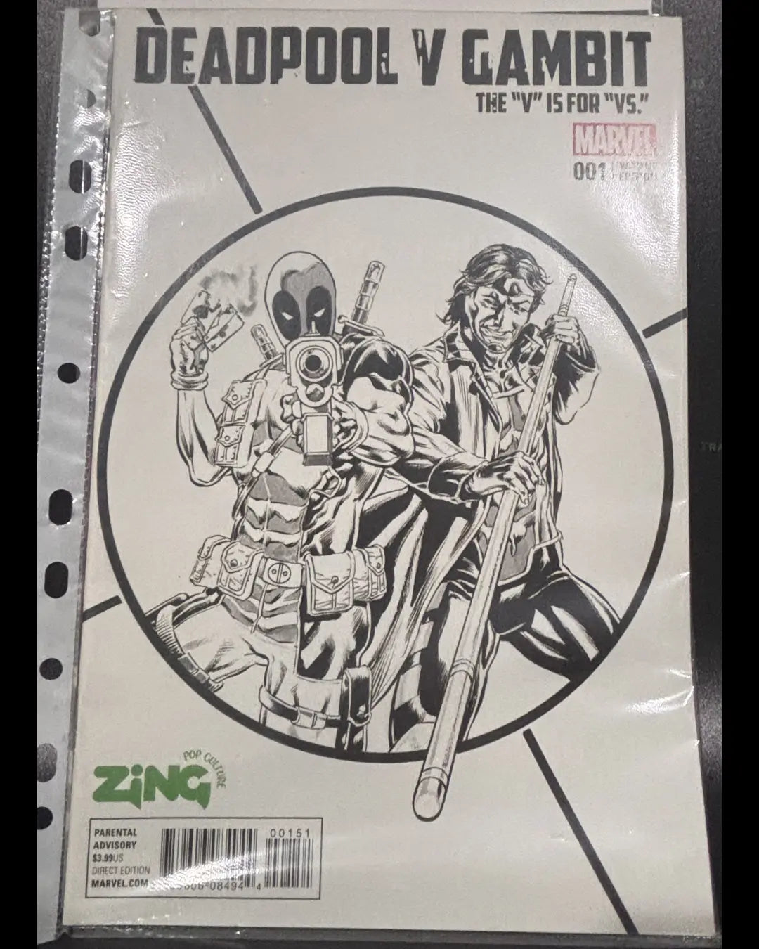 Marvel Comics Deadpool V Gambit #1 2016 Black & White Variant Cover ZING EXCLUSIVE Near Mint HYYVVE