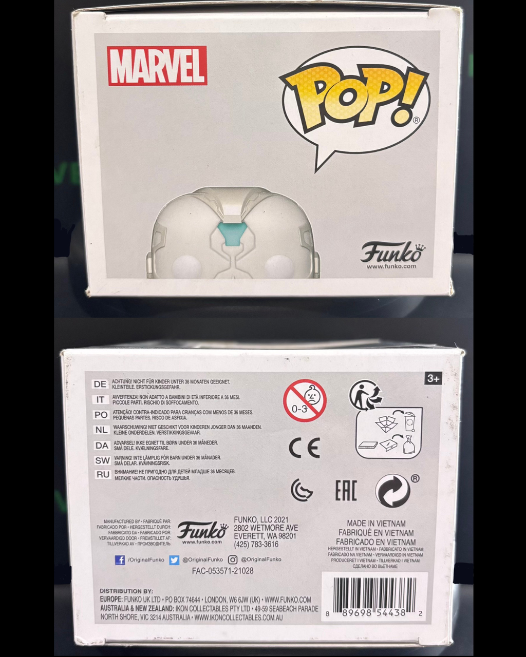 This is a Funko Pop! Marvel WandaVision The Vision #824 Special Edition Vinyl Figure