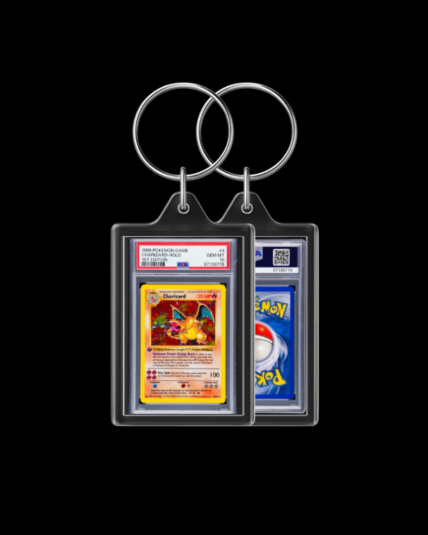 Base Set 3 Pack Trio Keyring Chain Trading Cards Charizard, Blastoise, and Venusaur